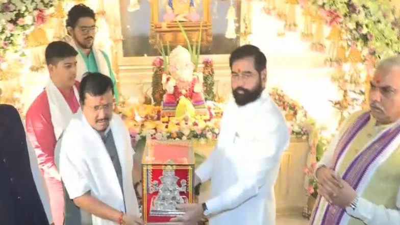 India News | BJP Chief Nitin Nabin Offers Prayers to Lord Ganesha at Eknath Shinde's Residence, Pays Visit to Sunetra Pawar