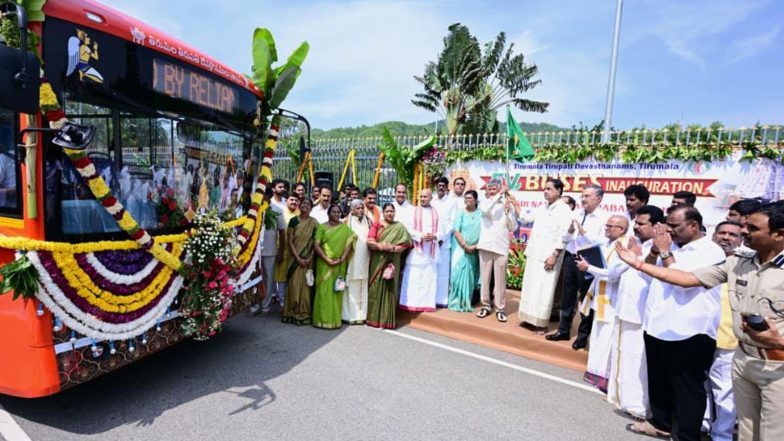 Business News | Reliance Foundation Presents 25 Electric Buses and a Dedicated EV Charging Station to Tirumala Tirupati Devasthanams