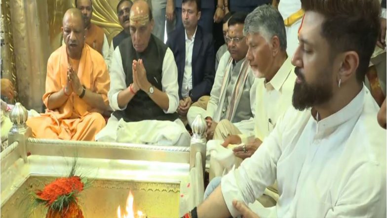 India News | Rajnath Singh, Yogi Adityanath, Chandrababu Naidu Offer Prayers at Kashi Vishwanath Temple on PM Modi's Birthday