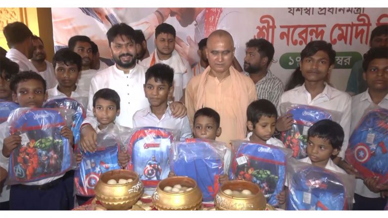 Entertainment News | West Bengal: Children Honoured with School Bags, Notebooks on PM Modi's Birthday in Kolkata