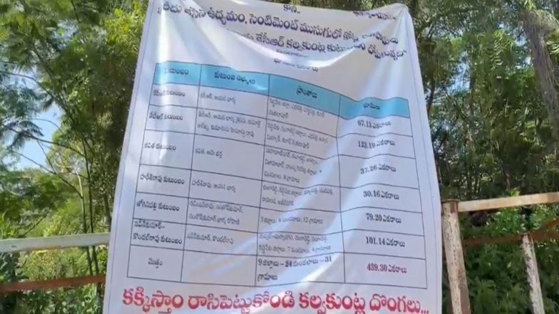 India News | Karnataka: Congress Puts Up Banners Alleging Land Irregularities Linked to KCR Family in Hyderabad
