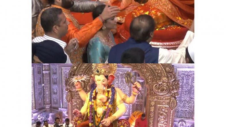 Entertainment News | Mukesh Ambani Offers Prayers at Lalbaugcha Raja with Son Anant Ambani, Daughter-in-law Radhika Merchant