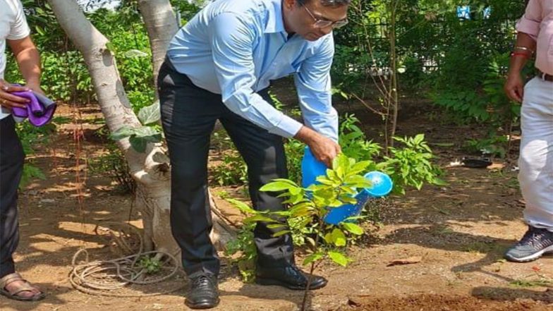 India News | Gujarat: Tree Plantation Drive, Blood Donation Organised at Udyog Bhavan on Completion of 25 Years of PM Modi's Public Life 