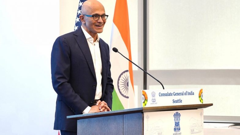 Business News | “Ingenuity of the Human Capital in India”: Microsoft CEO Satya Nadella Highlights India’s AI Potential
