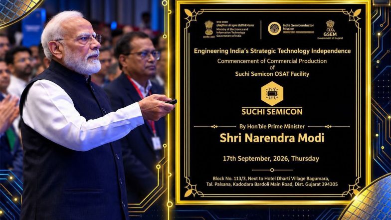 India News | Prime Minister Narendra Modi Inaugurates Commercial Production at State-of-the-Art OSAT Plant in Surat