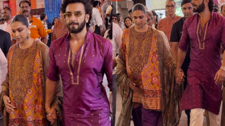 Entertainment News | Ranveer Singh, Deepika Padukone Seek Blessings at Siddhivinayak Temple Ahead of Welcoming Second Child