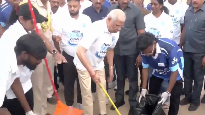 India News | Governor Arlekar Joins Coastal Cleanup Drive at Chennai's Marina Beach