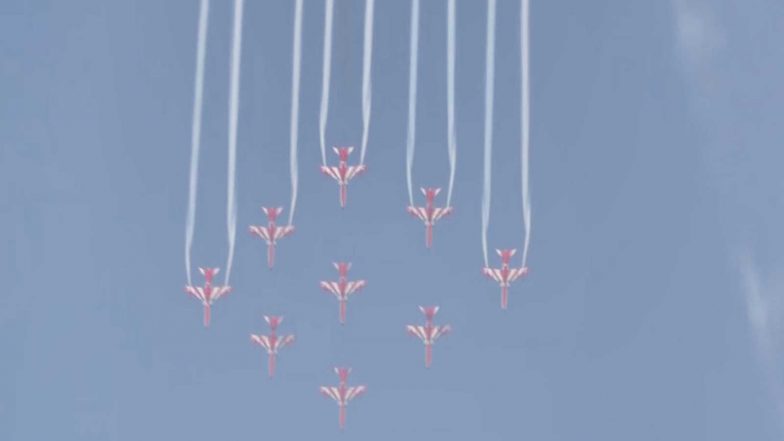 India News | IAF’s Surya Kiran Aerobatic Team Dazzles Meerut Skies in High-precision Air Show