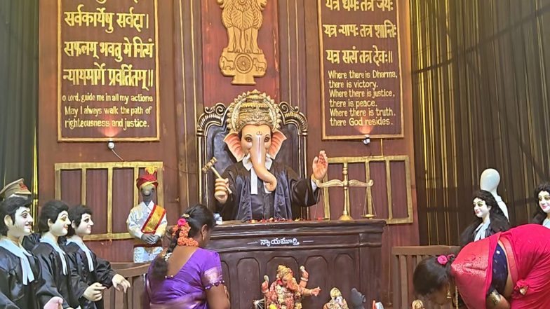 Entertainment News | Eco-friendly &lsquo;Nyayamurti Ganapathi&rsquo; with Supreme Court-themed Pandal Draws Devotees in Warangal