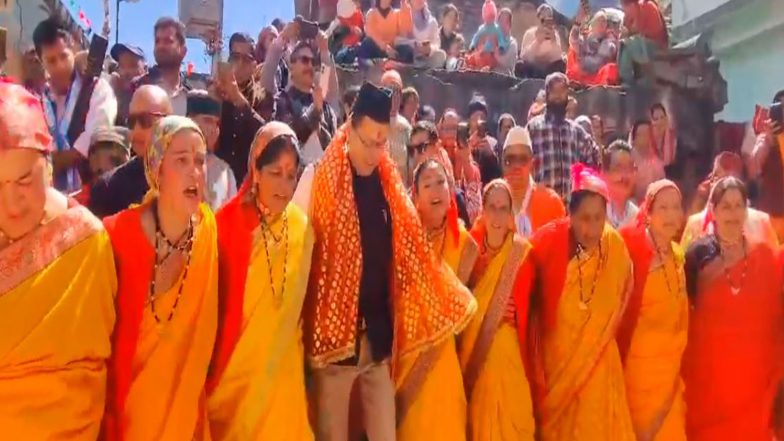 India News | Uttarakhand CM Dhami Joins Women in Traditional Chachani Dance During Badrinath Visit