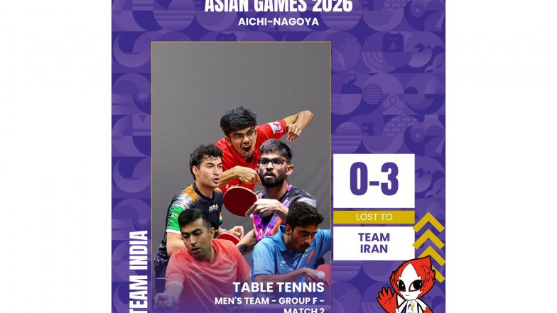 Sports News | Asian Games 2026: Iran Sweep India 3-0 in Men’s Table Tennis Team Event