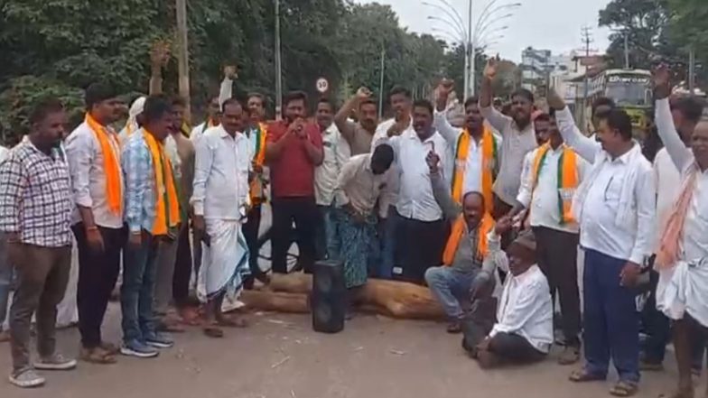 India News | Karnataka: BJP Workers Call Bandh over Exclusion of Jagalur from Drought-hit Taluk List