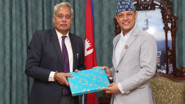 World News | Indian Ambassador Srivastava Makes Farewell Call on Nepal House Speaker Dol Prasad Aryal