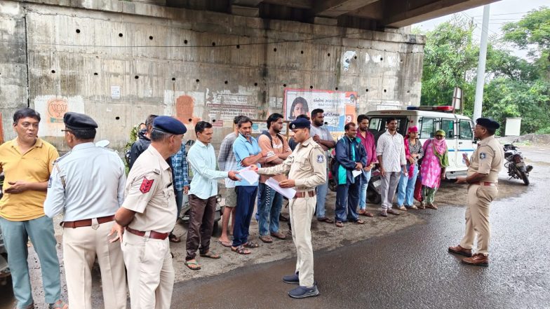 India News | Gujarat Police Launches Mega Drive Against Vehicles Without Number Plates and Those with Fancy Number Plates