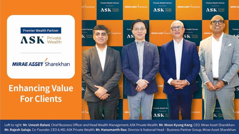 Business News | Mirae Asset Sharekhan Onboards ASK Private Wealth as an Authorised Business Partner Under Its Newly Launched Premier Wealth Partner Category