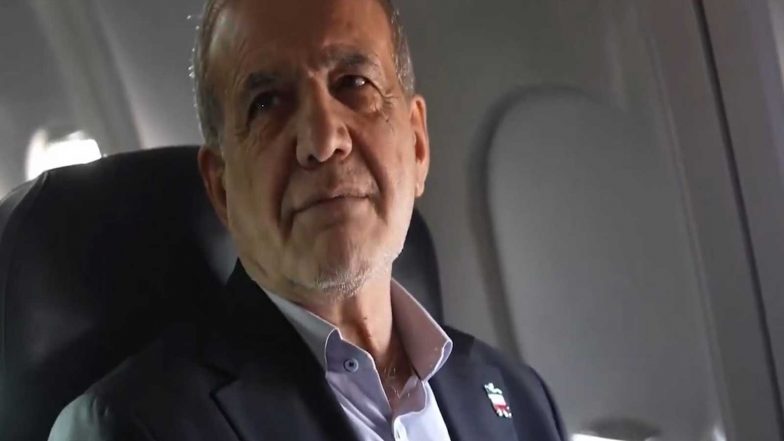 World News | Iran President Pezeshkian En Route to UNGA Warns Against Regional Oppression, Calls for Global Trust