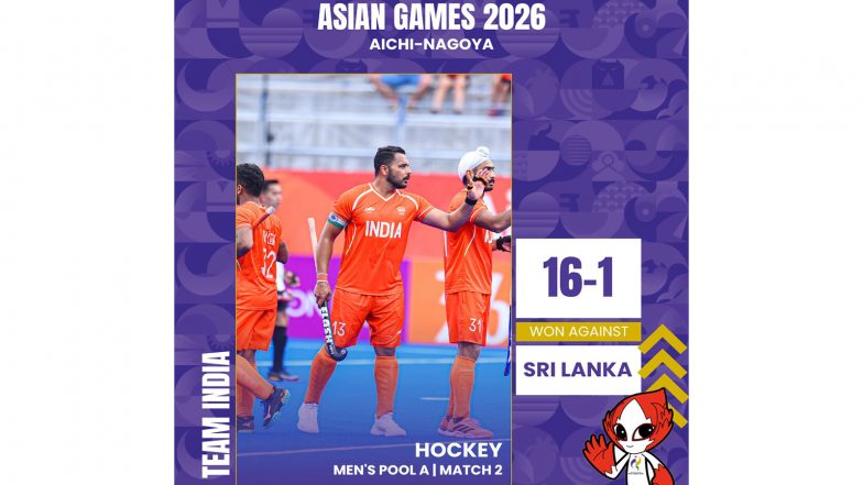Sports News | Asian Games 2026: India Thrash Sri Lanka 16-1 in Men’s Hockey, Jugraj Stars with Four Goals