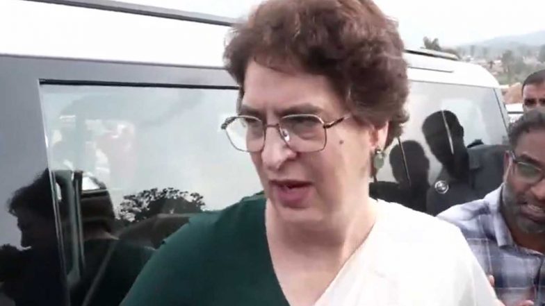 India News | Congress MP Priyanka Gandhi Visits Township Being Constructed for Wayanad Landslide Disaster Victims 