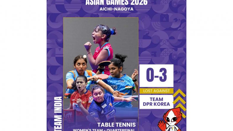 Sports News | Asian Games 2026: North Korea Sweep India 3-0 in Women’s TT Quarterfinal