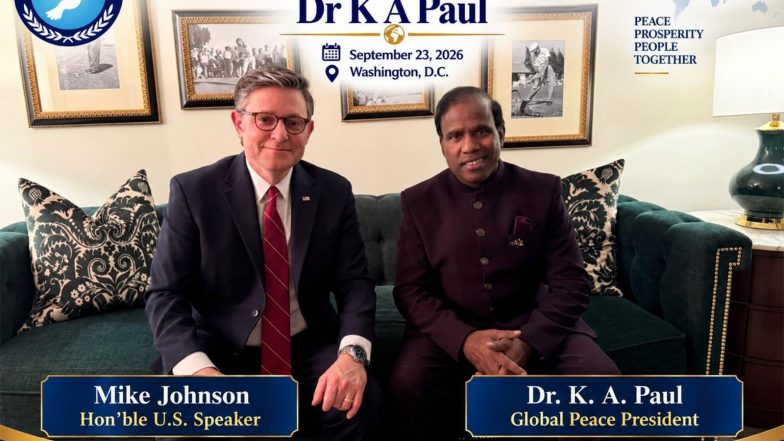 Business News | U.S. Speaker of the House Mike Johnson Joins Global Peace Call in Washington Alongside Dr. K. A. Paul