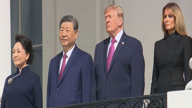 World News | Trump and Xi Observe US Marine Corps Silent Drill Platoon Review at White House