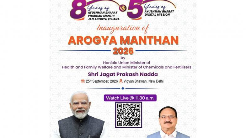 India News | Delhi: Union Health Minister JP Nadda to Inaugurate Arogya Manthan 2026 at Vigyan Bhawan Tomorrow