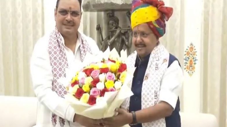 India News | Rajasthan CM Bhajanlal Sharma Welcomes BJP Chief Nitin Nabin at His Residence