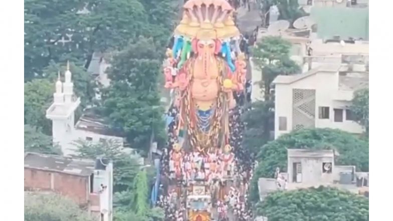 Entertainment News | Hyderabad: Sea of Devotees Gather to Witness 69 Foot Khairatabad Ganesh Idol Shobha Yatra 