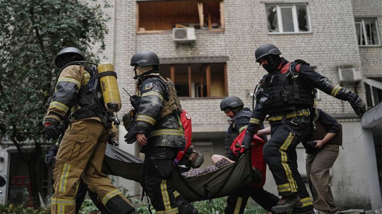 World News | One Killed, Seven Injured in Russian Drone Strikes on a Residential Building in Kyiv