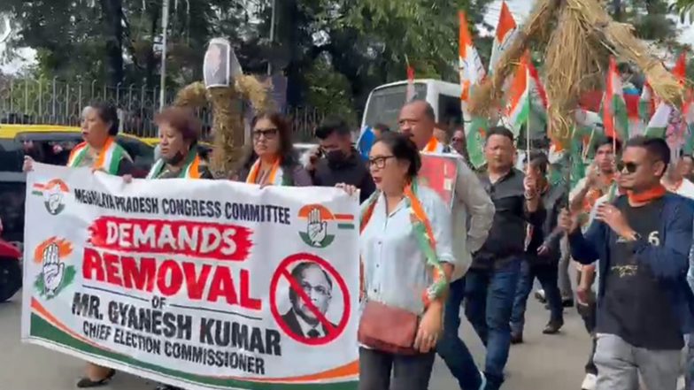 India News | Meghalaya Congress Joins Nationwide Protest Amid ECI Row, Demands CEC Gyanesh Kumar's Resignation