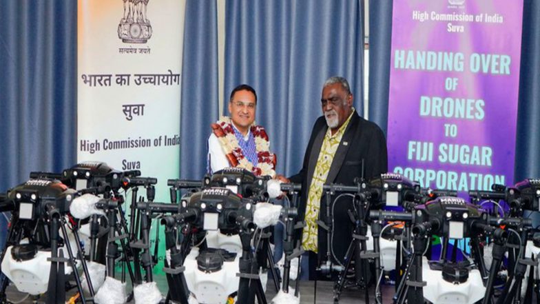 World News | India Gifts 12 Agricultural Drones to Fiji to Support Sugarcane Production