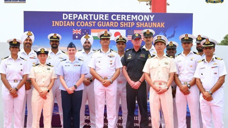 World News | Indian Coast Guard Ship Shaunak Sails from Chennai as QUAD-at-Sea Ship Observer Mission Begins