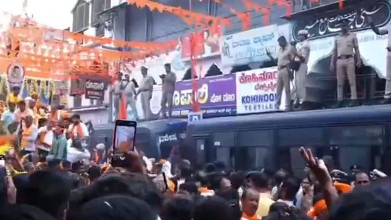 India News | Karnataka: Heavy Security Deployed in Shivamogga for Hindu Mahasabha Ganapati Immersion Procession