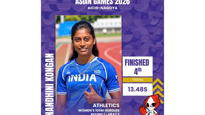 Sports News | Asian Games 2026: Kongan Advances to 100m Hurdles Final; Bhadra, Bolland Make 200m Final