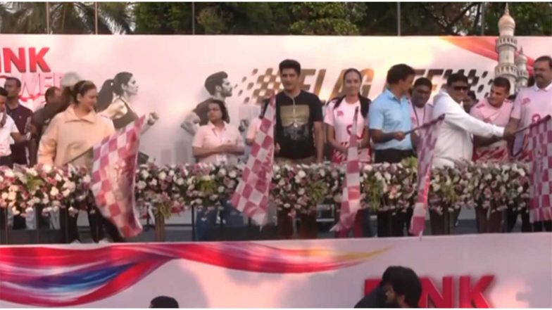 Entertainment News | Pink Power Run 3.0: Siddu Jonnalagadda, Suchata Chuangsri Join Breast Cancer Awareness Run in Hyderabad