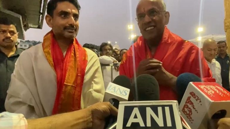 India News | Andhra Pradesh Education Minister Nara Lokesh, Singapore Minister K Shanmugam Offer Prayers at Tirumala Temple