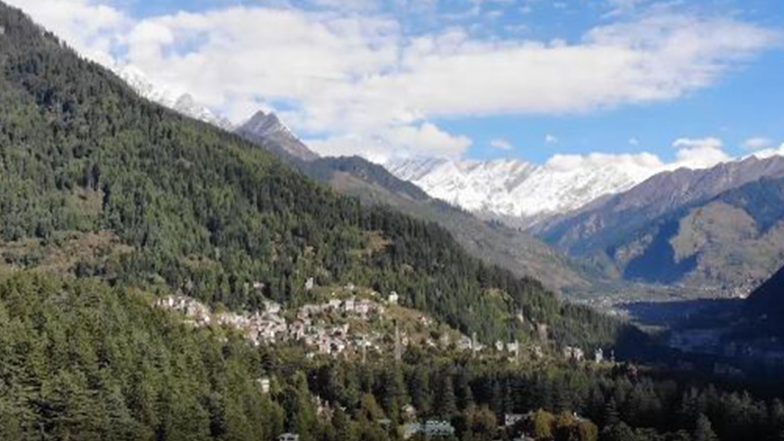 India News | HP: Fresh Snowfall Paints Manali's High Peaks White, Brings Chill to Hill Town