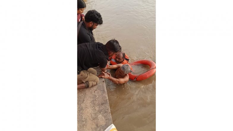 India News | Uttar Pradesh: NDRF's Prompt Action Saves Devotee from Drowning in Varanasi's Ganga