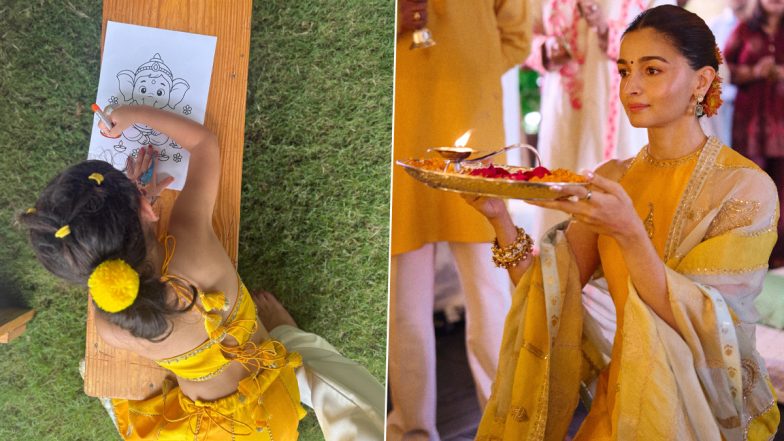 Alia Bhatt&rsquo;s Ganpati Glimpses Include Little Raha Drawing Bappa