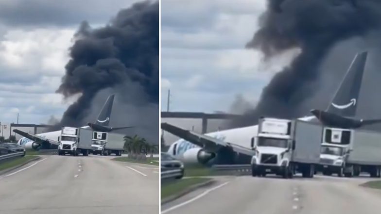 Amazon Cargo Plane Crash Videos: 5 Killed After Plane Crashes While Landing at Miami Airport