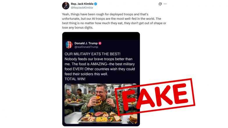Did Donald Trump Post an AI Image of a Sailor With 'Our Military Eats the Best!' Caption? Fact Check Calls Claim False
