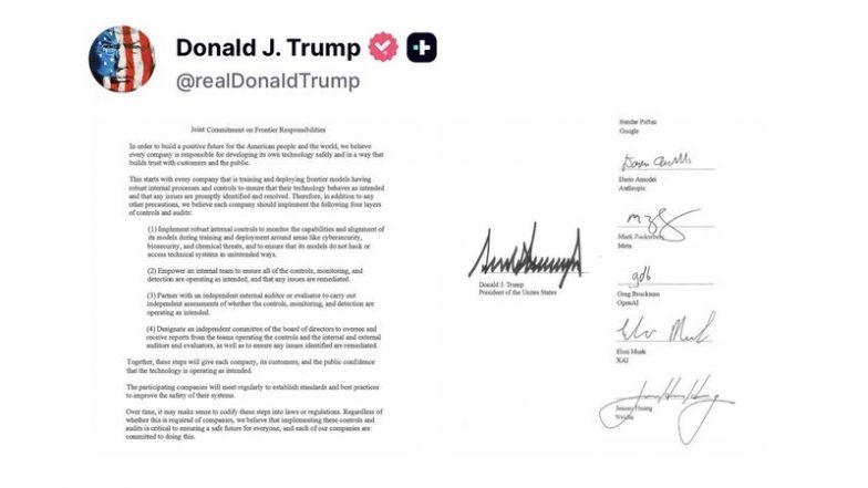 'Super Intelligence' is New Name of AI; Donald Trump Signs Pact With Tech Firms on These 4 Layers of Safety Measures