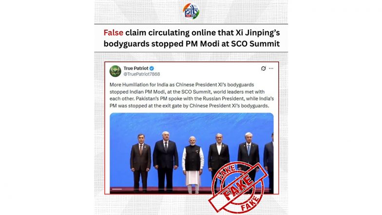 Did Xi Jinping&rsquo;s Bodyguards Stop PM Narendra Modi at SCO Summit? PIB Fact Check Calls Claim Fake