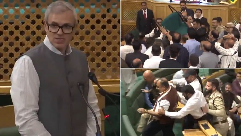Jammu and Kashmir Assembly Ruckus Video: CM Omar Abdullah Moves Statehood Resolution