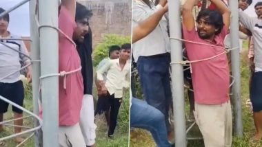 Hardauli Villagers Tie Jio Technician to Mobile Tower Over Poor Network in Fatehpur (Video)