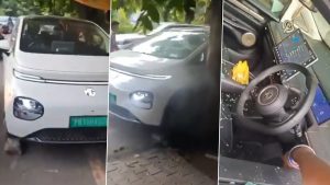 Viral Video Shows Locked MG Windsor EV Moving On Its Own in Ludhiana, Hitting Street Vendors.