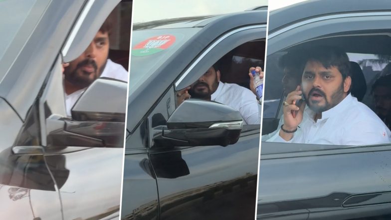 Mumbai Viral Video: SUV With BJP Sticker Seen Spitting Paan, Throwing Bottle on Road