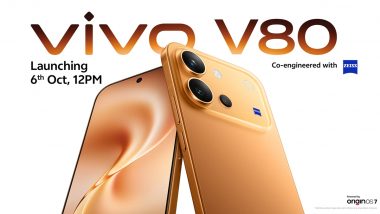 Vivo V80 Launching in India on October 6; 4K Cinematic Video and 7,200mAh Battery Revealed