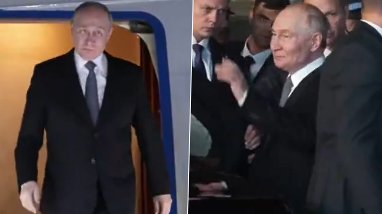 Vladimir Putin Arrives in Delhi for BRICS Summit, Set To Hold Talks With PM Narendra Modi Today