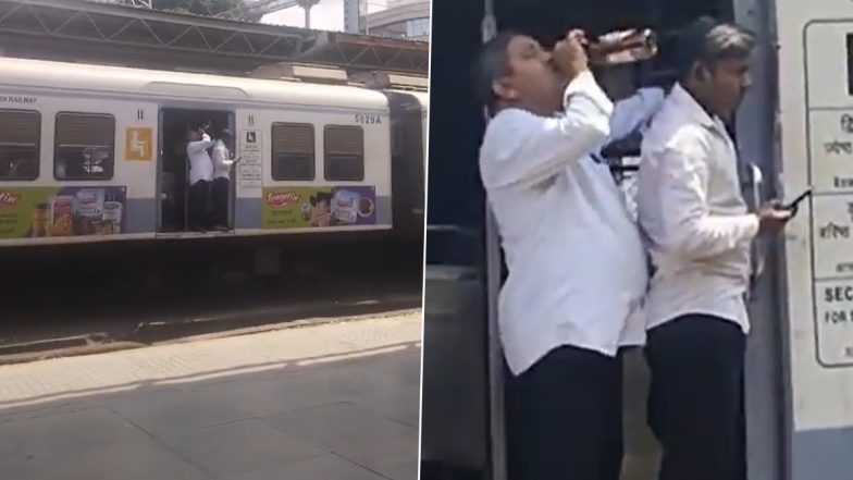 Viral Video Shows Passenger Drinking Alcohol at Door of Mumbai Local Train